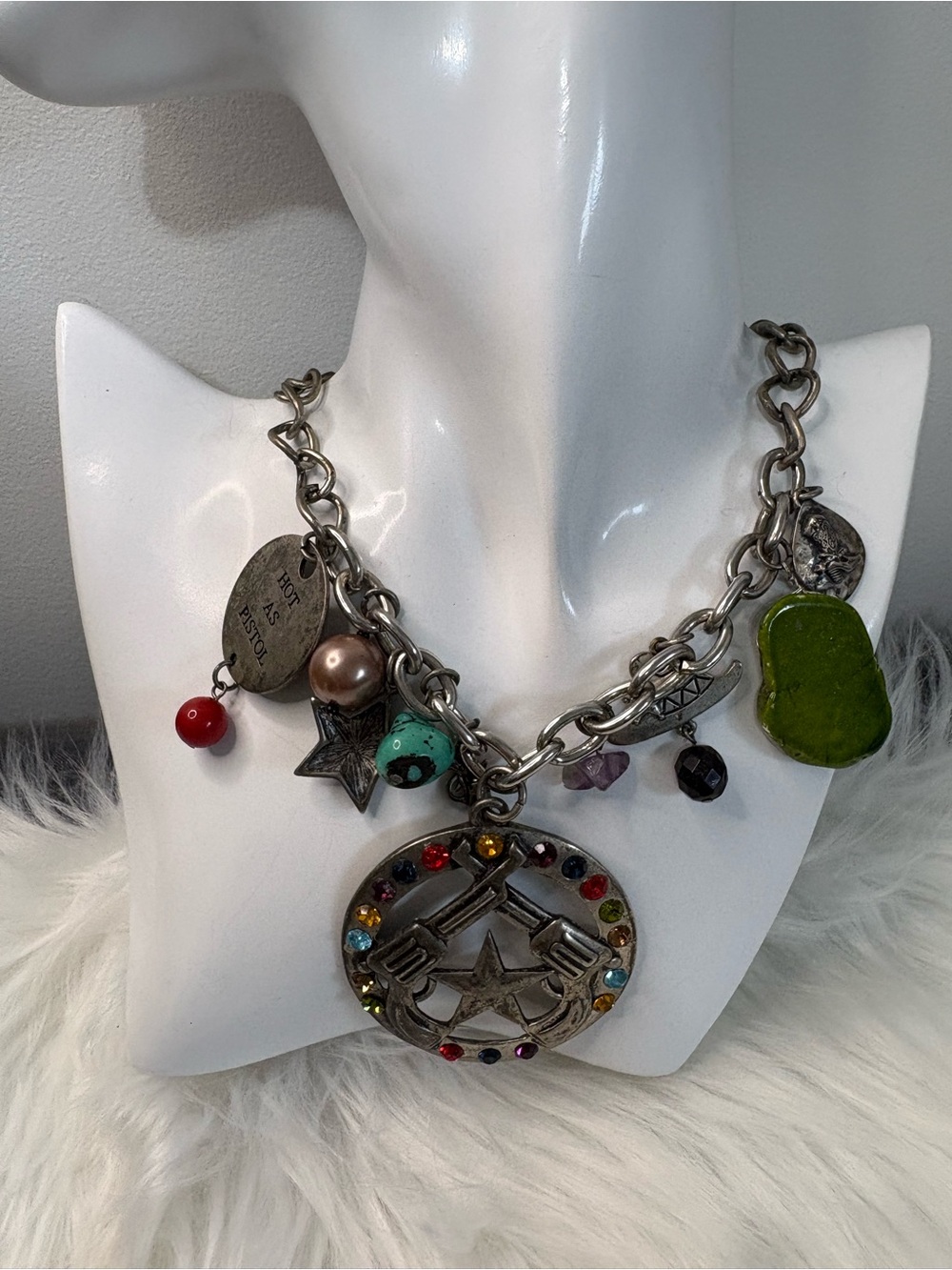 Multicolor Charm Statement Necklace with Star & jewel Pendant - Picture 2 of 5